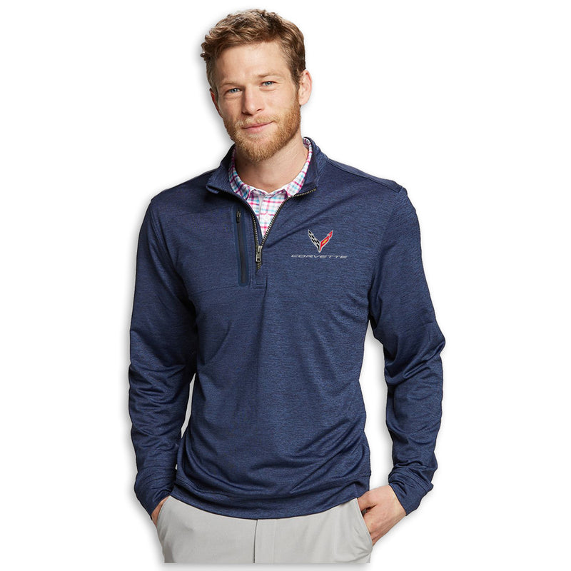 C8 Cutter & Buck® | Stealth Quarter-Zip - Navy - On Figure Front