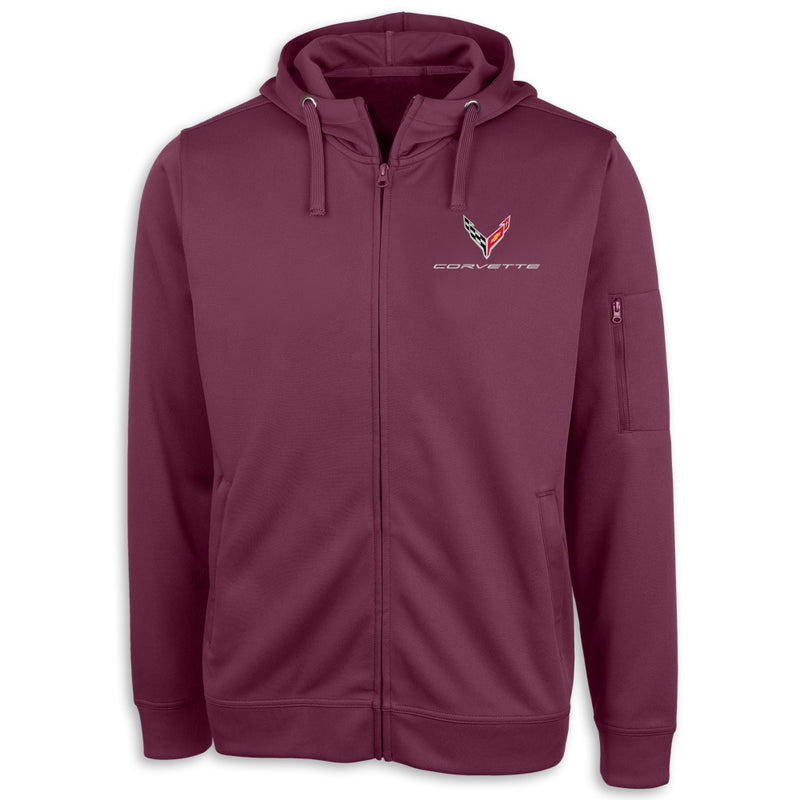 C8 Outlook Hooded | Full-Zip - Burgundy - Front