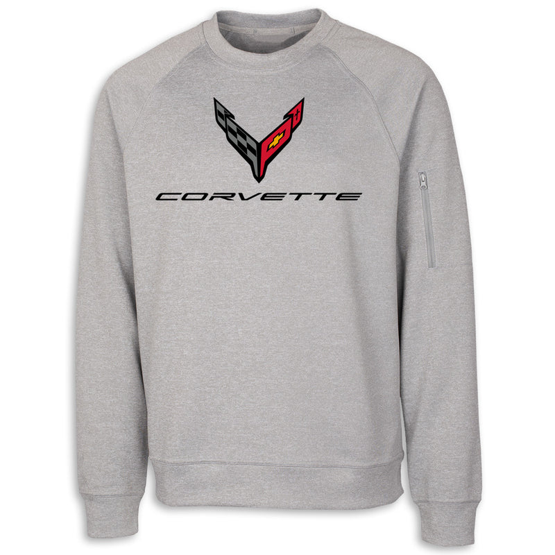 C8 Skyline Long Sleeve Crewneck - Gray - Front