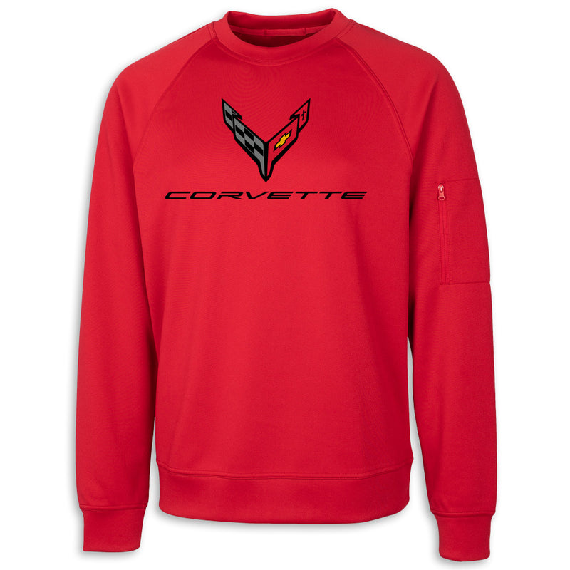 C8 Skyline Long Sleeve | Crewneck - Red - Front