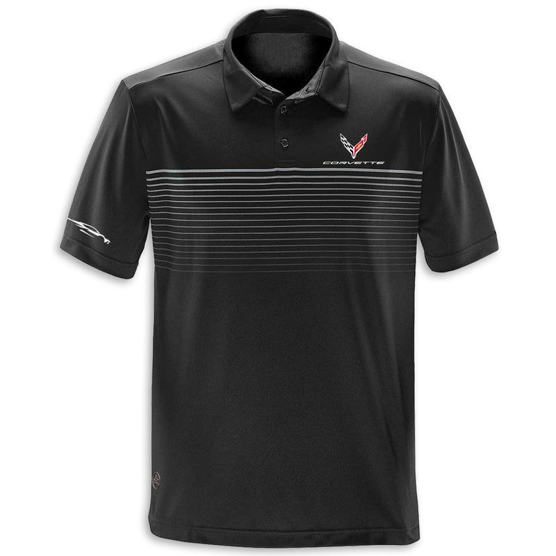 C8 Gesture Striped Polo | Black/Titanium - Front