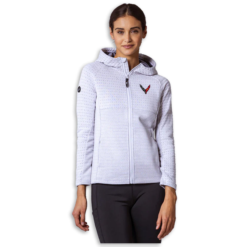C8 Arena Hooded Fleece | White/Pebble - Front