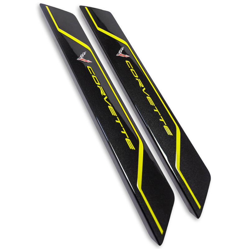 C8 Color-Matched Corvette | Door Sill Plate Covers - Accelerate Yellow