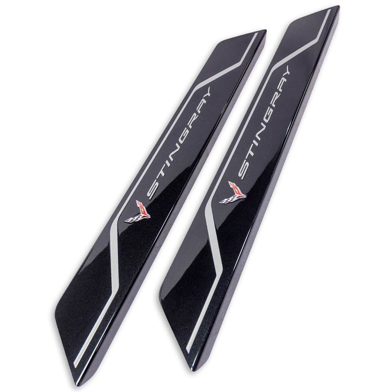 C8 Color-Matched Stingray | Door Sill Plate Covers - Blade Silver