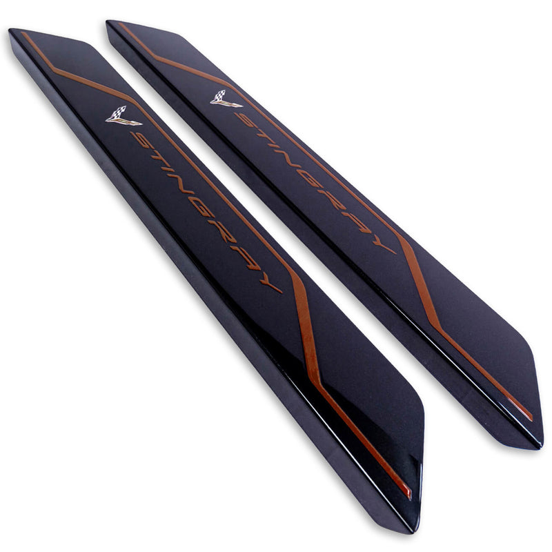 C8 Color-Matched Stingray | Door Sill Plate Covers - Caffeine