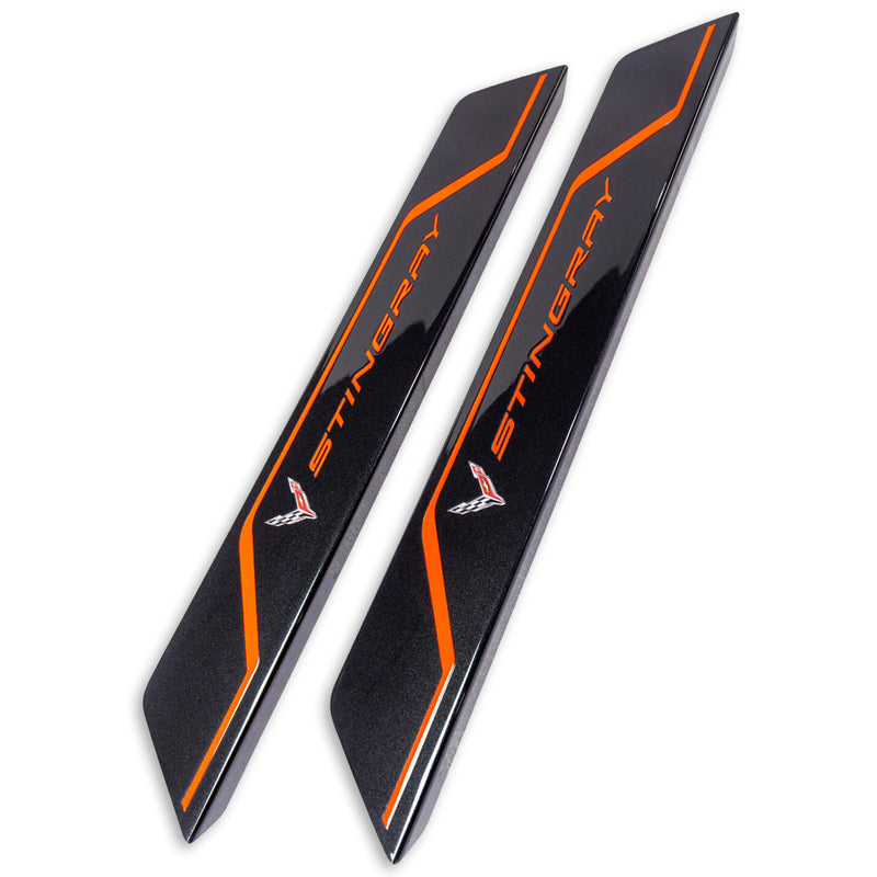 C8 Color-Matched Stingray | Door Sill Plate Covers - Sebring Orange