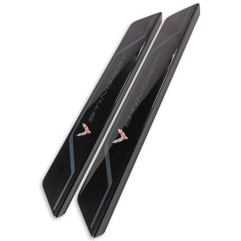 C8 Color-Matched Stingray | Door Sill Plate Covers - Shadow Gray