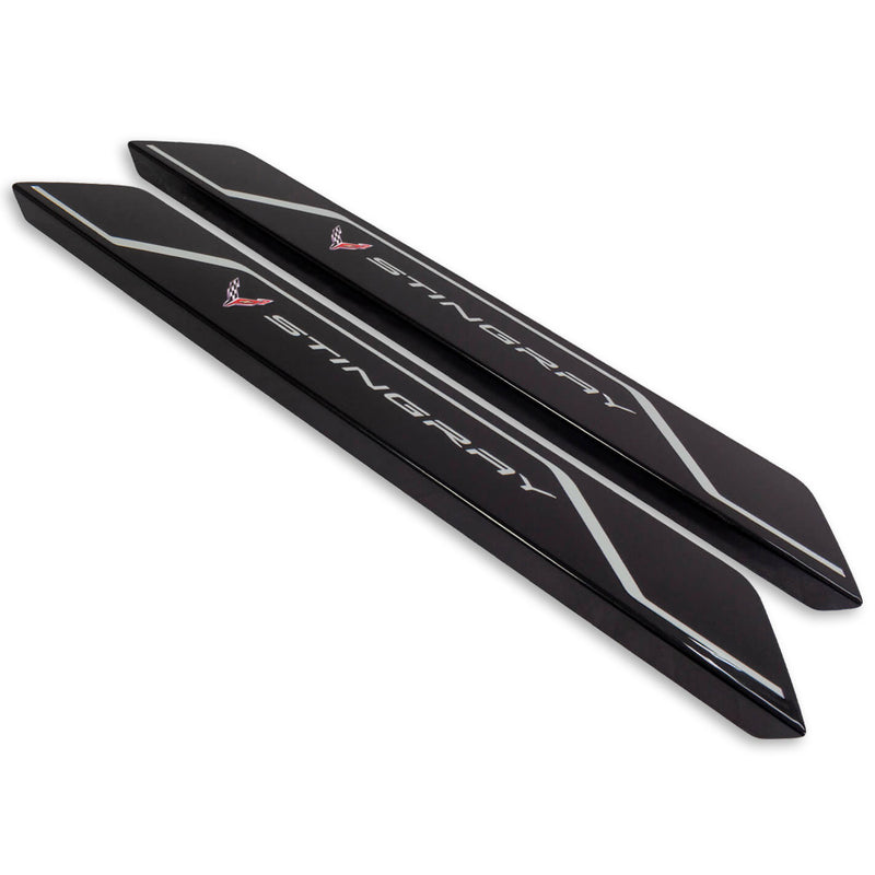 C8 Color-Matched Stingray | Door Sill Plate Covers - Silver Flare Metallic