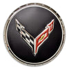Corvette C8 Flags Circle Metal Sign - Front