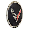 Corvette C8 Flags Circle Metal Sign - 3/4 View