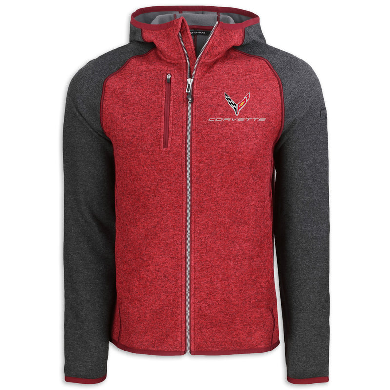 Cutter & Buck Hooded Fleece | Red Heather/Charcoal - Front