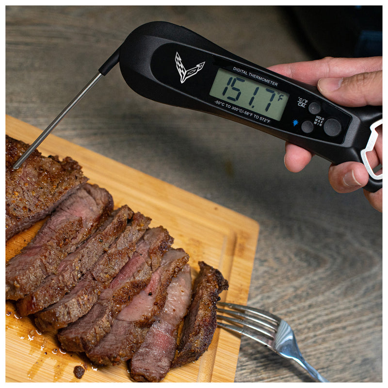 Digital Meat Thermometer - Measuring Temperature of a Steak
