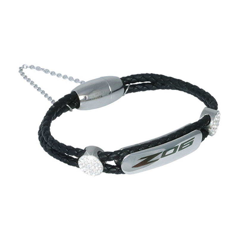 C8 Z06 Braided Leather Preciosa Bracelet | Black