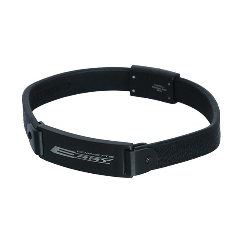C8 ERAY Leather ID Bracelet | Black