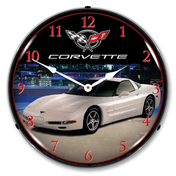 Corvette C5 | LED Backlit Clock - Arctic White