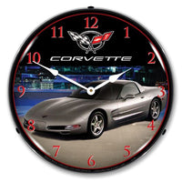 Corvette C5 | LED Backlit Clock - Light Pewter Metallic