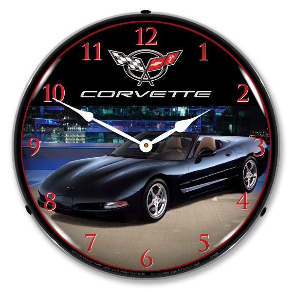 Corvette C5 | LED Backlit Clock - Navy Blue Metallic