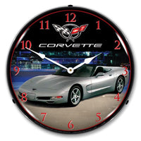 Corvette C5 | LED Backlit Clock - Sebring Silver Metallic