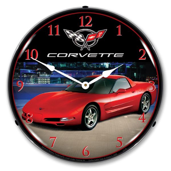 Corvette C5 | LED Backlit Clock - Torch Red