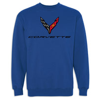 C8 Corvette USA Made | Crewneck Sweatshirt - Royal Blue - Front
