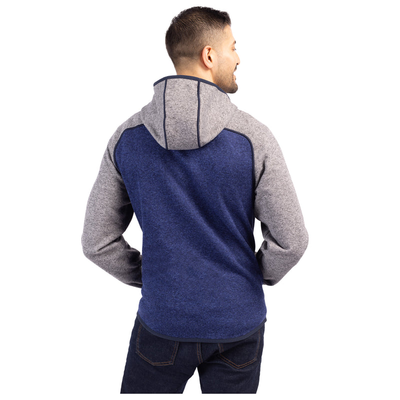 Cutter & Buck Hooded Fleece | Tour Blue/Polished Heather - On Figure Back