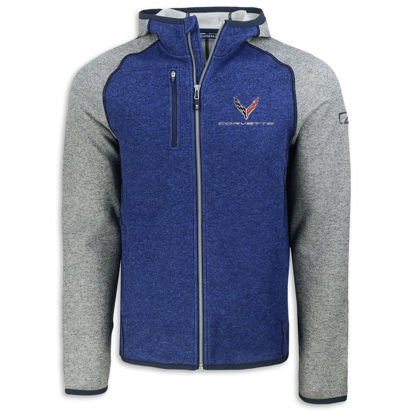 Cutter & Buck Hooded Fleece | Tour Blue/Polished Heather - Front