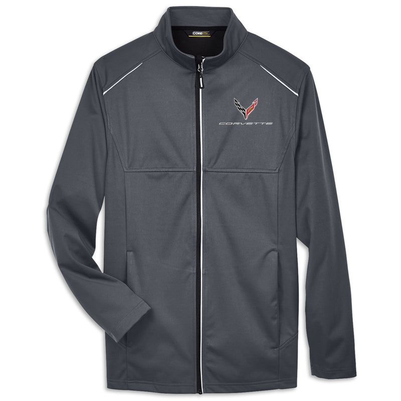 Three-Layer Knit Tech-Shell Jacket | Carbon - Front