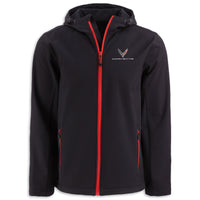 Front - Corvette Softshell Hooded Jacket | Black/Red