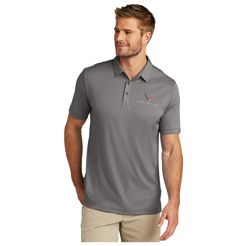 TravisMathew Performance Polo | Quiet Shade Gray Heather - On Figure Front