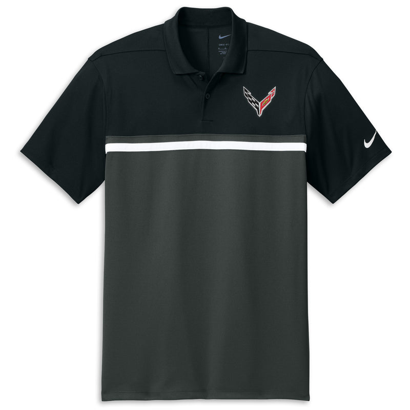 Nike Dri-FIT Colorblock Polo | Black/Gray/White - Front