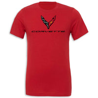 C8 Corvette Crossed Flags Tee | Canvas Red - Front