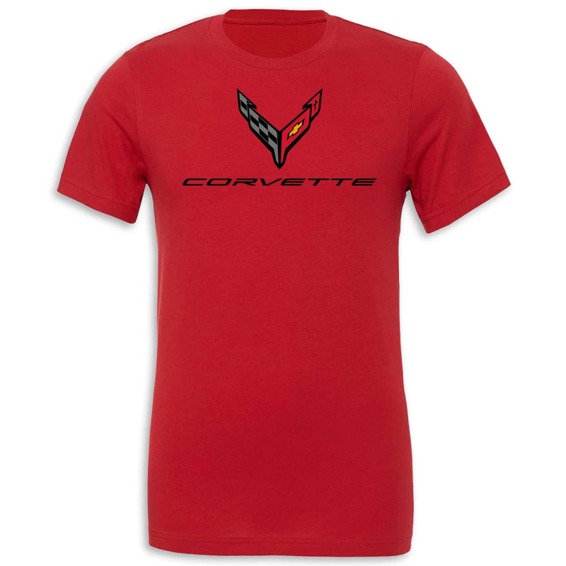 C8 Corvette Crossed Flags Tee | Canvas Red - Front