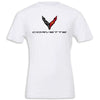 C8 Corvette Crossed Flags Tee | White - Front