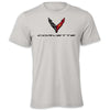C8 Corvette Crossed Flags Tee | Solid Athletic Gray - Front