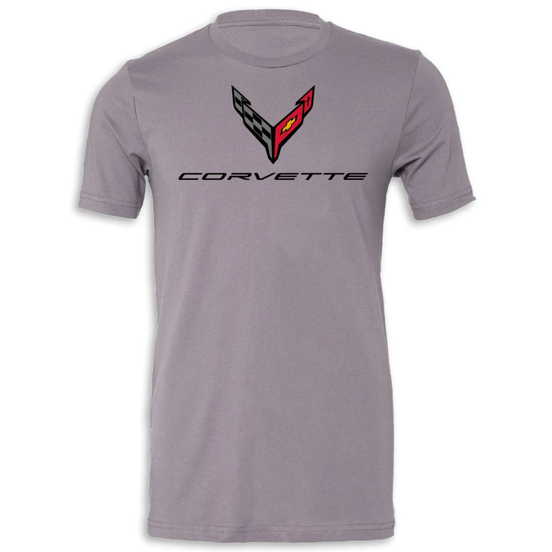 C8 Corvette Crossed Flags Tee | Storm - Front