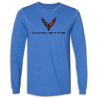 C8 Long Sleeve Tee | Heather True Royal - Front