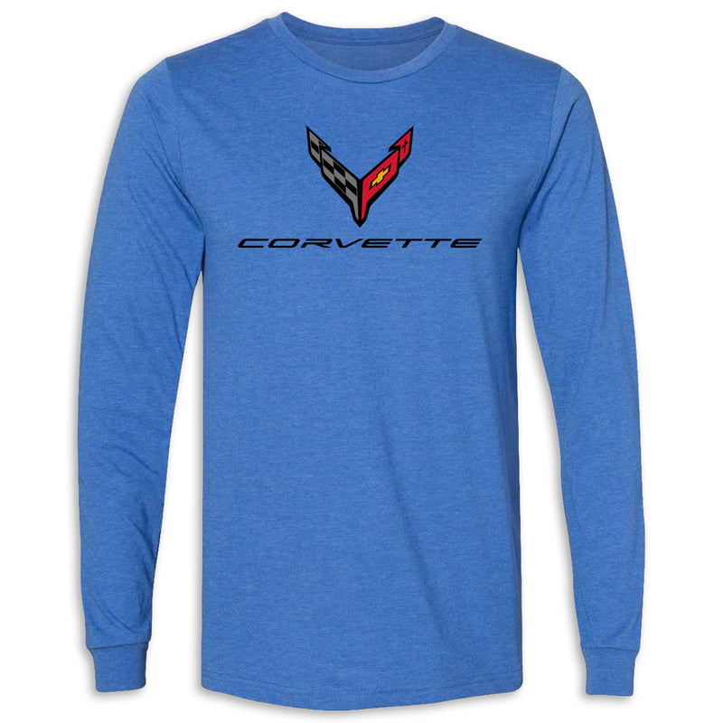 C8 Long Sleeve Tee | Heather True Royal - Front