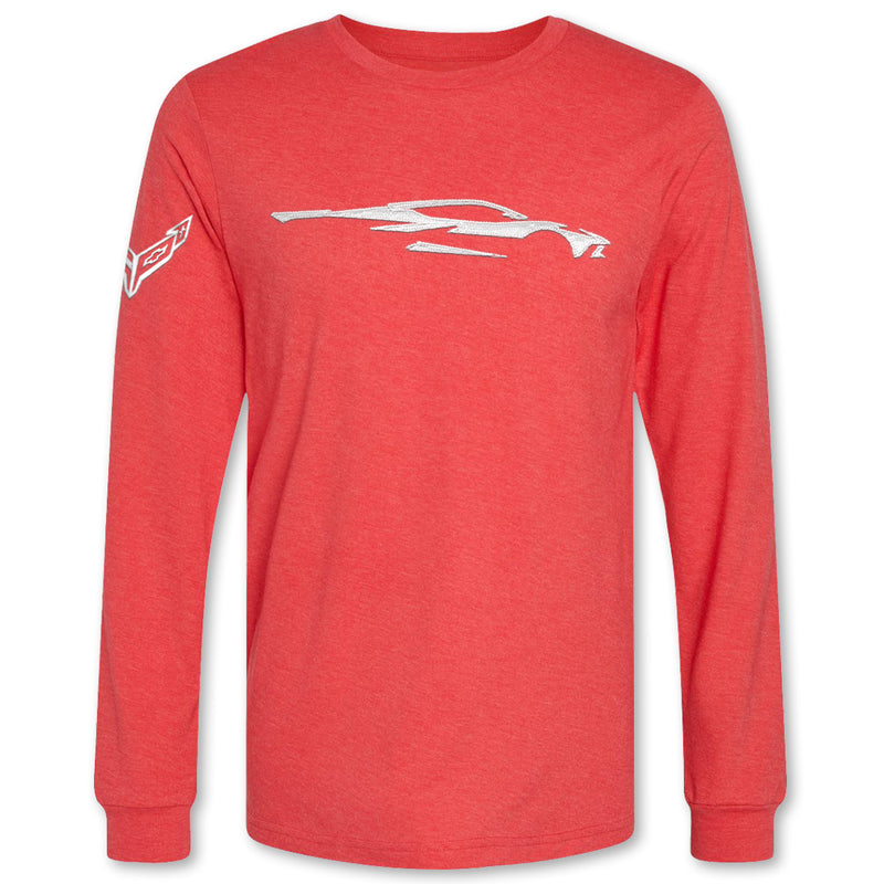 Car Gesture Long Sleeve Tee | Heather Red - Front