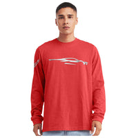 Car Gesture Long Sleeve Tee | Heather Red - On Figure Front