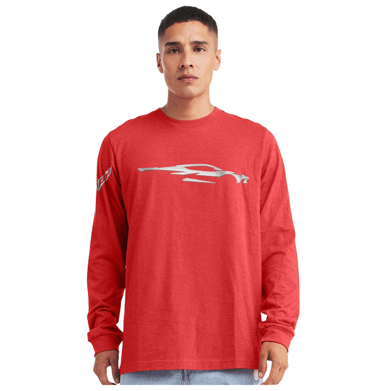 Car Gesture Long Sleeve Tee | Heather Red - On Figure Front