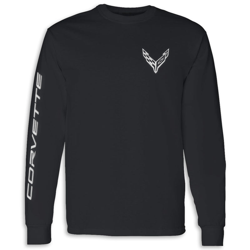 Crossed Flags Long Sleeve Tee | Black - Front