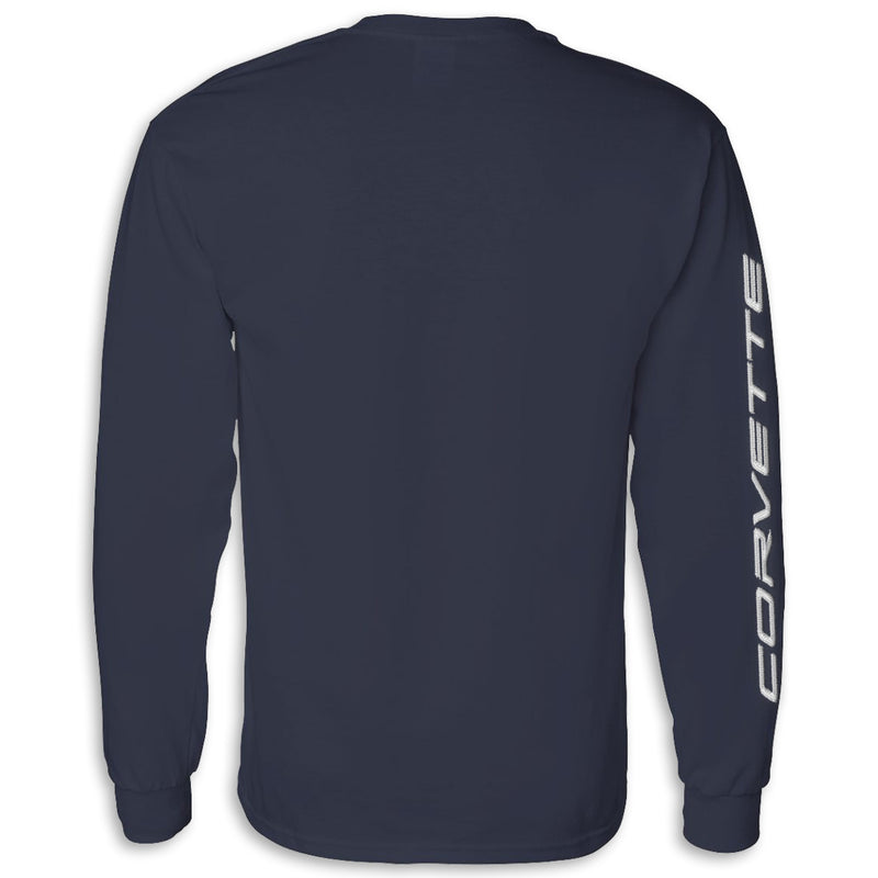 Crossed Flags Long Sleeve Tee | Navy - Back