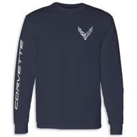 Crossed Flags Long Sleeve Tee | Navy - Front
