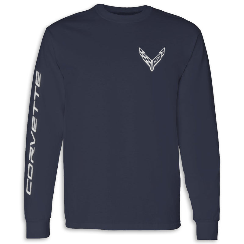 Crossed Flags Long Sleeve Tee | Navy - Front