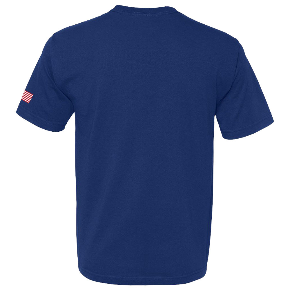 C8 Corvette USA Made | Crossed Flags Royal Tee - Back
