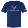 C8 Corvette USA Made | Crossed Flags Royal Tee - Front