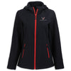 Front - Corvette Ladies Softshell Hooded Jacket | Black/Red