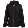 Front - Corvette Ladies Softshell Hooded Jacket | Black/Pure Slate