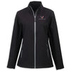 Front - Corvette Ladies Full-Zip Softshell Jacket | Black/Pure Slate