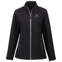 Front - Corvette Ladies Full-Zip Softshell Jacket | Black/Pure Slate